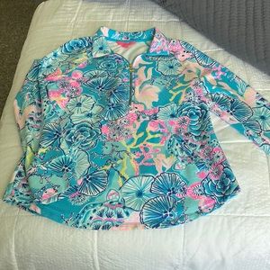 Lilly Pulitzer blue multicolored pop over top